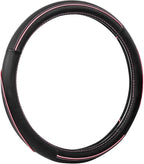 CAR Pass Colour Piping Leather Universal Fit Steering Wheel Cover, Perfectly fit for 14.5-15 inches Suvs, Vans, Trucks, Sedan