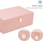 LANDICI Jewelry Box Organizer for Women, 2 Layer 4 Slot Watch Storage Case with Removable Tray, PU Leather Large Jewellery Ho