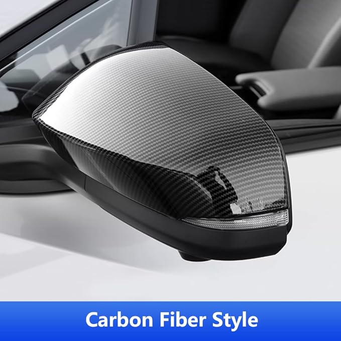Chrome Carbon Fiber Style Car Side Door Mirror Trim Cover for Toyota Tacoma 2024 2025 2026 and 4Runner 2025 2026 (Rearview with Turn Signal Lamp）Auto Exterior Decorations Accessories Decor Kit