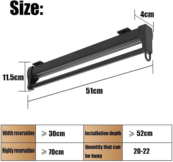 Adjustable Sliding Clothes Rail, Extendable Wardrobe Rod for Pull-Out Hanger Rack, 360-560Mm Closet Organizer for Scarves, Je