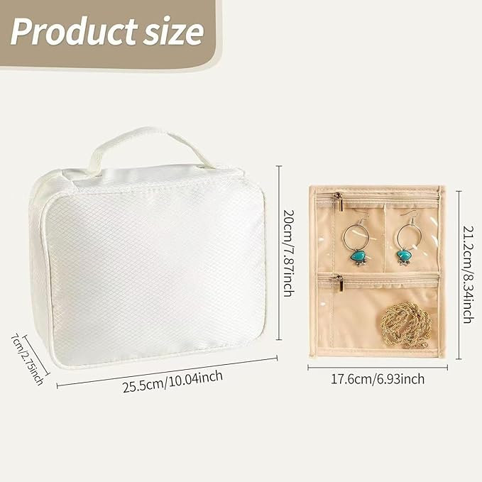 GSXRB Jewelry Organizer Travel Portable Earring Necklace Ring Jewelry Organizer Large Capacity Foldable Multi-Layer Classifie