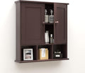 TaoHFE Brown Medicine Cabinets,Bathroom Wall Cabinet with 2 Door Adjustable Shelves,Over The Toilet Storage Cabinet,Espresso 