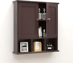 TaoHFE Brown Medicine Cabinets,Bathroom Wall Cabinet with 2 Door Adjustable Shelves,Over The Toilet Storage Cabinet,Espresso 