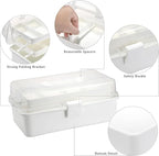 BTSKY 3-Layer Plastic Dividing Storage Box Craft Organizer with Adjustable Spacers Portable Handled Art Supply Organizer Mult