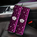 2 Pcs Plush Car Seat Belt Cover Shoulder Pad with Rhinestone Crown - Purple