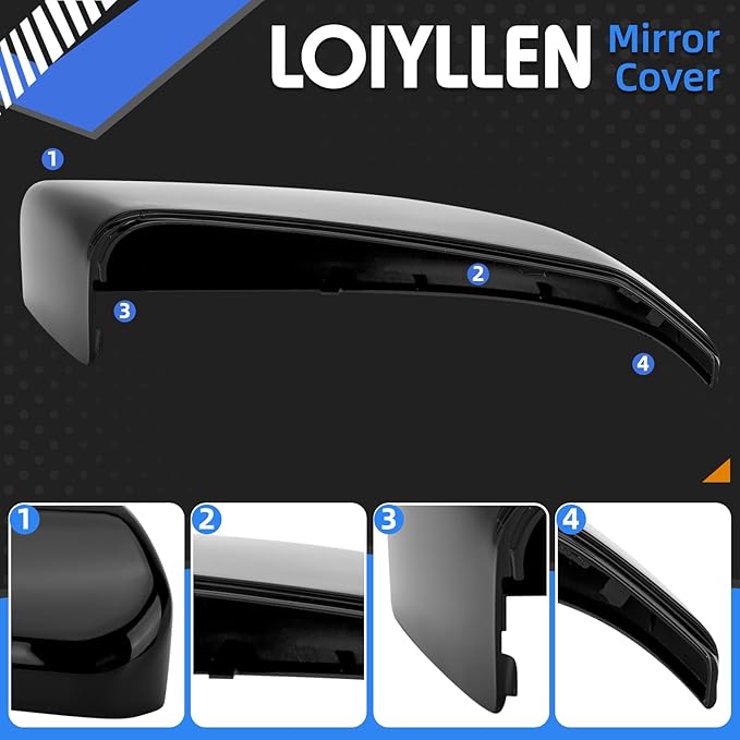 Passenger Side Mirror Cover Replacement for Honda Civic 2016-2021, Insight 2019-2021 - Right Side Mirror Covers, Rear View Mirrors Cap Black