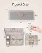 Vlando 2 Layer Jewelry Box,Jewelry Organizer Storage Lockable Earring Organizer Removable Jewelry Tray with Watch Pillow for 