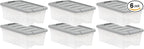 Amazon Basics Plastic Storage Containers with Secure Latching Lids, Stackable Organization Bins for Organizing, Clear/Grey, 1
