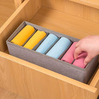 Qozary 6 Pack Sock Underwear Drawer Organizer Dividers, Collapsible Cabinet Closet Storage Boxes for Clothes, Socks, Lingerie