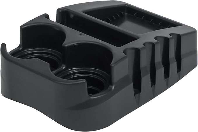 Universal Car Floor Center Console with Dual Cup Holders, Portable Center Console Storage Organizer, Vehicle Organizer for SUV, Truck, Van, Car, Recycled Plastic, Made in USA (Black)