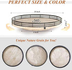 Italian Natural Travertine Lazy Susan Turntable for Table Top – 10” Round Marble Tray Organizer for Bathroom, Vanity, Dining 