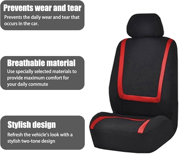 BELOMI Car Seat Covers Full Set, Breathable Premium Cloth Automotive Seat Cover, Universal Front and Rear Seat Covers, Easy t