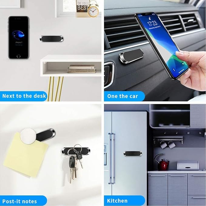 SALEX Flat Magnetic Phone Mount 3 Pack. Silver Cell Phone Holder for Car Dashboard, Wall, Truck. Universal Stick on iPad Wall Magnet Mount Kit for Tablets, Smartphones. Magnetic Phone Mount for iPhone