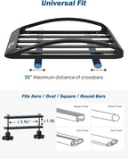 JOYTUTUS Rust-Resistant Aluminum Roof Cargo Basket, 64" x 40" x 8", Lightweight Roof Rack Cargo Carrier, Universal Roof Basket, 150 lbs Load Capacity, Fits SUVs, Trucks, and Cars, Black