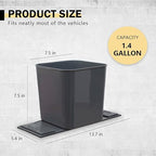 Car Trash Can 1.4 Gallon with Stability Flap & Magic Strips — No-Tip Leakproof Car Garbage Bin for Car Floor, Mats, Front or Back Seat, SUV, Truck, Van, Vehicle Interior Organizer (Gray)
