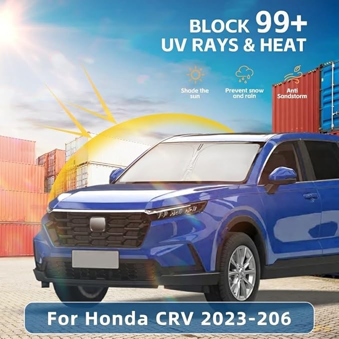 for Honda CRV 2023 2024 2025 2026 Windshield Sun Shade - Sunshade Front Window Shade Custom Fit CR-V Accessories Sun Visor Foldable Shade Blocks UV Rays