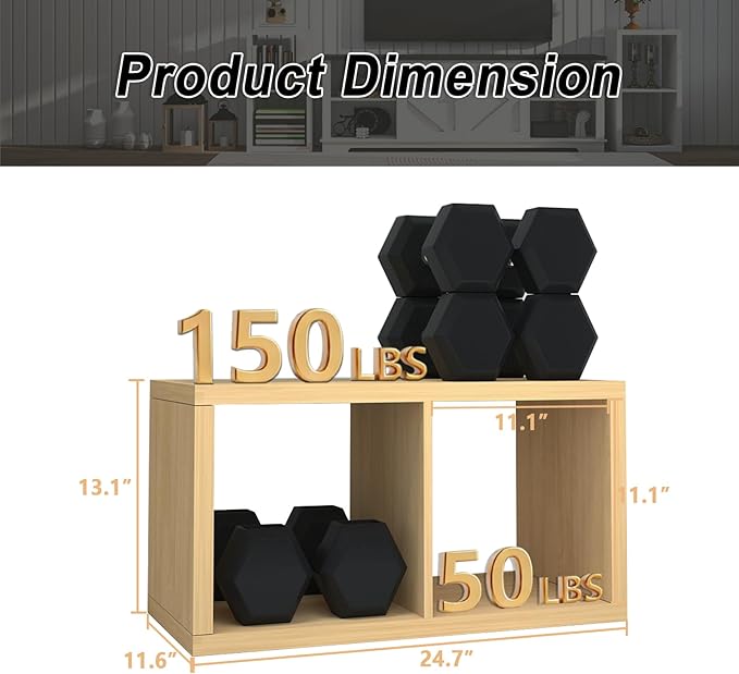 CTESNE【2026 Wooden Thick Frame 2 Cube Storage Organizer Shelf with Anti-Tipping Kits + Reversible Open Back Bookcase, Horizon