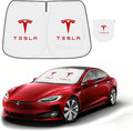 300T Sunshade for Tesla Model Y Model 3, Car Accessories 2026 for Tesla, Front Window Sunshade with Organizer Bag, Gifts for Tesla Owners