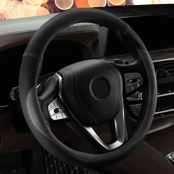 HOTOR Car Steering Wheel Cover - Universal Car Accessory for Diverse Cars, Durable Leather Cover with Anti-Slip Lining, for S