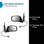 TRQ 2 Piece Driver and Passenger Side Mirror Assembly Set Electric Adjustment Heated Memory Black Compatible with 2005-2012 N
