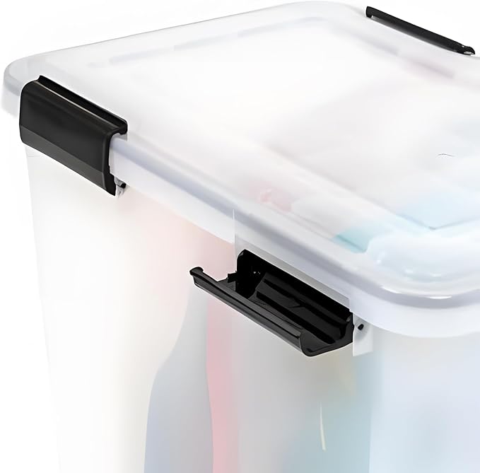 IRIS USA WeatherPro 47 Qt Storage Bins with Lids, 2 Pack, BPA-Free Plastic Gasket Box with Tight Latch and Seal, Stackable Ne