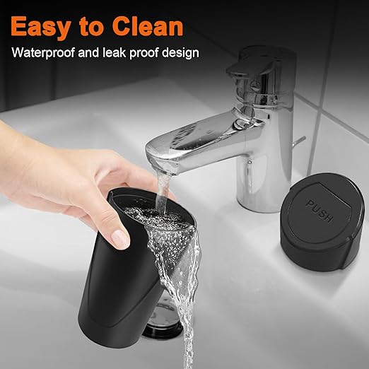 Car Trash Can, 2 Packs Mini Car Trash Bin with Lid, Leakproof Cup Holder Car Garbage Can with 60 Trash Bags, Vehicle Front Back Seat Organizers and Storage for Car, Home, Office, Black