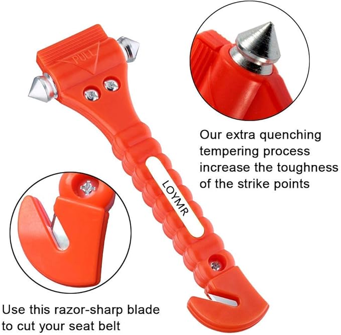 6 PCS Car Safety Hammer Auto Car Window Glass Hammer Breaker and Auto Safety Seatbelt Cutter 2-in-1 Emergency Escape Tool