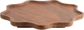 Kate and Laurel Alezar Mango Wood Wavy Round Lazy Susan Tray, 18 Inch Diameter, Walnut Brown, Scalloped Wooden Countertop Org