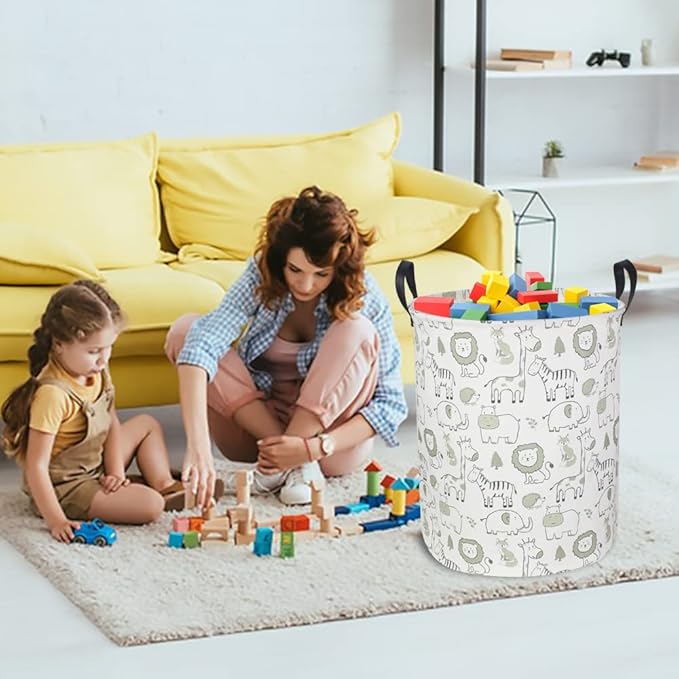 CLOCOR Baby Laundry Basket,Collapsible Kids Toys Storage Baskets,Nursery Hamper for Boys and Girls,Jungle Bedroom Decor,Gift 