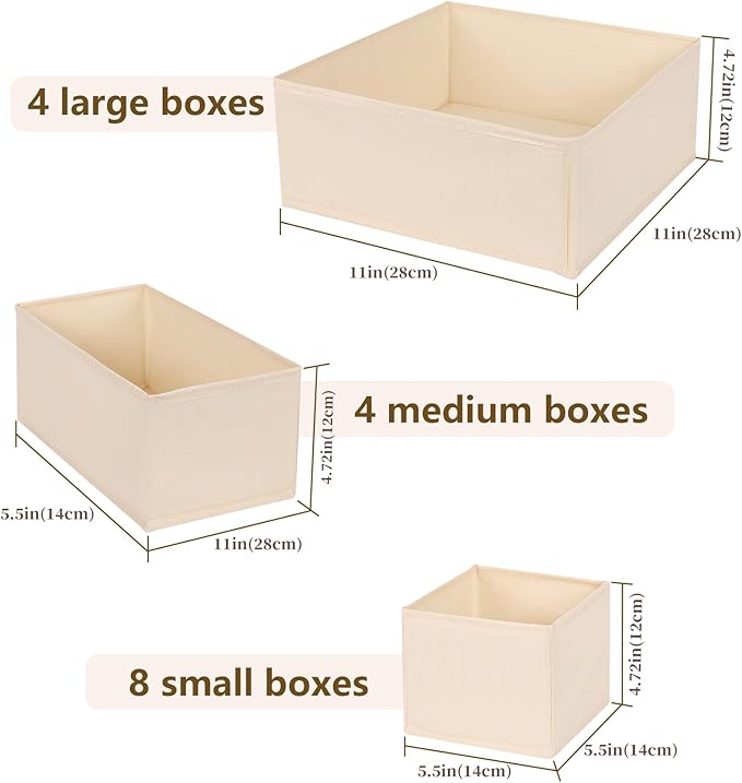 Drawer Organizer Clothes, 16 Pack Dresser Organizer Bins, Foldable Closet Organizers and Storage Fabric Dresser Bins, Shallow