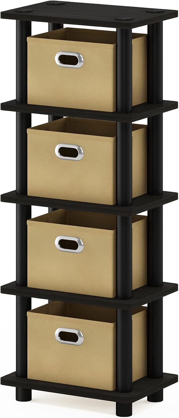 Furinno LACi 4-Bins System Rack, 11.3(W) x 28.8(H) Inch, Espresso/Black