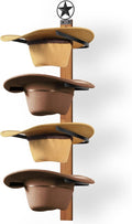 Cowboy Hat Rack, 4-Piece Western Hat Rack For Wall with Natural Wooden Board, Gift Cowboy Hat Holder for Wall Décor Keeps Ori