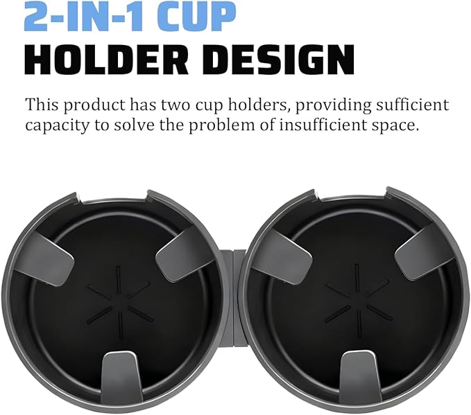 Car Double Cup Holder Expander, 2 in 1 Multifunctional Vehicle Cup Holder Adapter with Adjustable Base, Auto Drink Bottles Ex