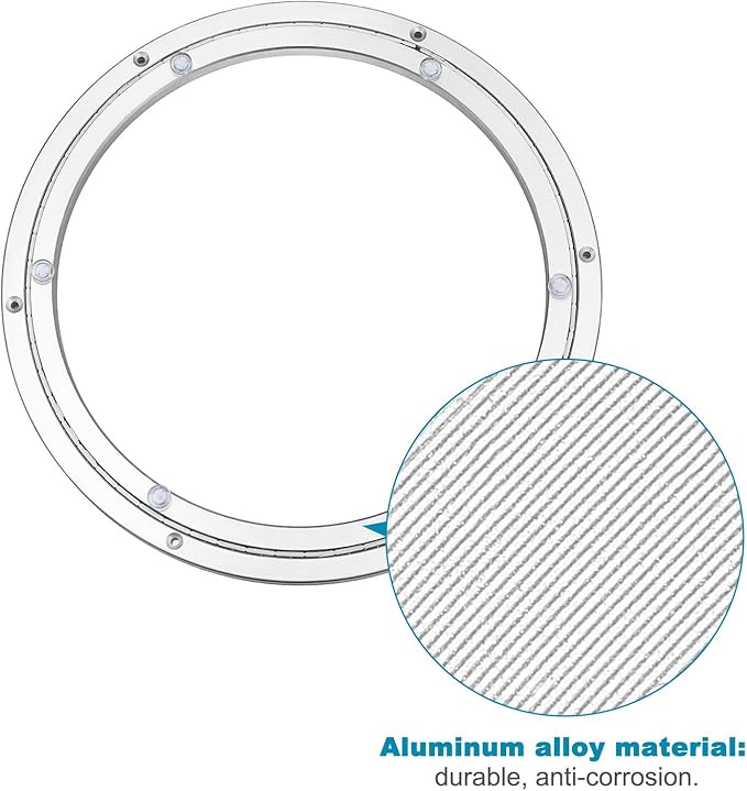 MECCANIXITY Aluminum Lazy Susan 14 Inch Muffler Turntable Ring Large Bearing Metal Rotating Turntable Bearings Swivel Plate H
