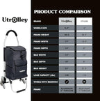 Ultra-Lightweight Foldable Stair-Climbing Shopping Cart for Groceries - 42L Capacity, Six Wheels, Removable Insulated Bag, Durable Aluminum Frame,Multi-Function Personal Hand Truck, Black