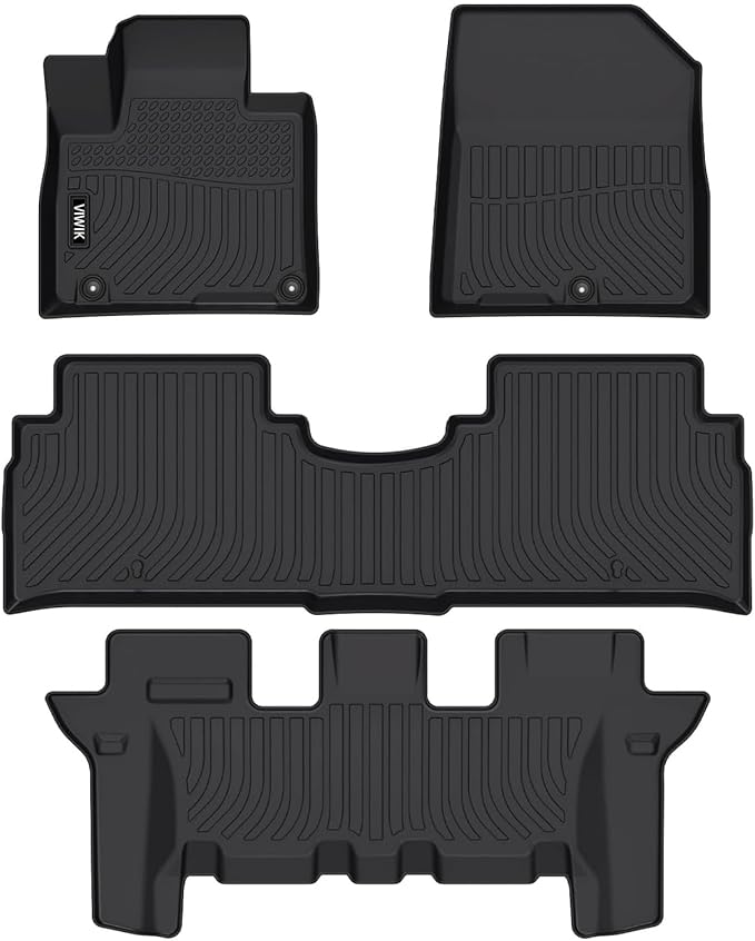 VIWIK Floor Mats Fit for Kia Sorento 7 Seat 2016-2020 S/L/LX/EX/SX/SX Limited, Anti Slip 3D Automotive Car Mats, Car Mats TPE Waterproof Floor Liners All-Weather Protection, 1st & 2nd & 3rd Row