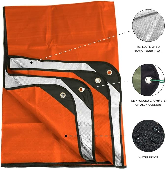 Arcturus Insulated Tarp, Reusable Heavy Duty Thermal Survival Blanket – 60x82in, Reflects 90% Body Heat, Waterproof, Windproo