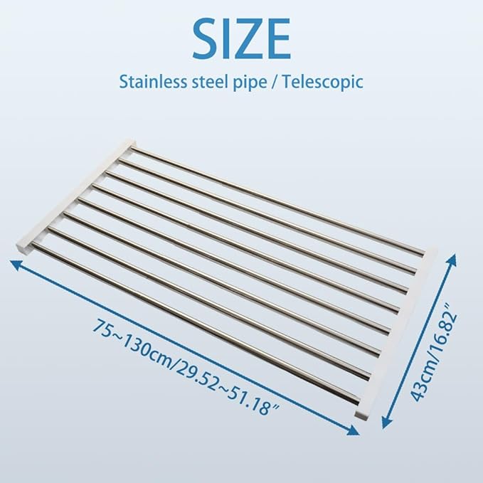 Hershii Extendable Closet Shelf Wardrobe Rail Metal Hanging Rod Storage Rack Expanding Clothes Divider Separator Organizer fo