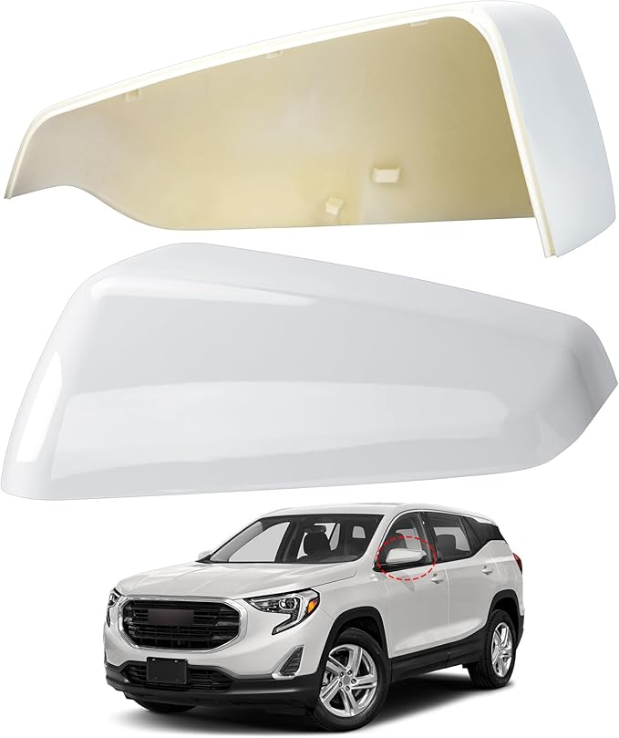 Driver Side Mirror Cover Replacement for Chevrolet Equinox 2018 2019 2020 2021 2022 2023, for GMC Terrain 2018-2023 - Left Side Mirror Covers, Rear View Mirror Cap Accessories White