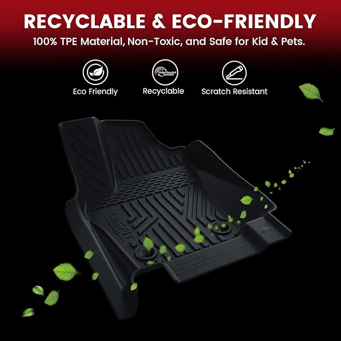 LASFIT Floor Mats for Toyota Tacoma 2024 2025 2026 Double Cab Auto Tran (Not fit Hybrid) All Weather Floor Liner for Tacoma TRD/SR/SR5/limited TPE Custom Fit Car Mats Front&Rear 2 Row Mats