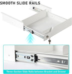 Under Desk Drawer Storage with Lock, 16"x11.8"x3.6", Metal Undermount Table Drawer, Ball Bearing Slides Out Tray Organizer fo