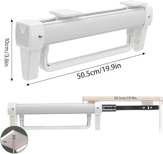 Adjustable Pull Out Hanger Rail Rod - Pull Out Clothes Rail,Extendable Closet Rod for Pants Clothing Storage,Wardrobe Adjusta
