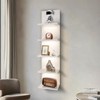 5 Tier Wall Shelf Unit, White Shelves,Lack Shelf, Wall Shelves for Bedroom，Office,Bathroom, Vanity Shelves with LED Light