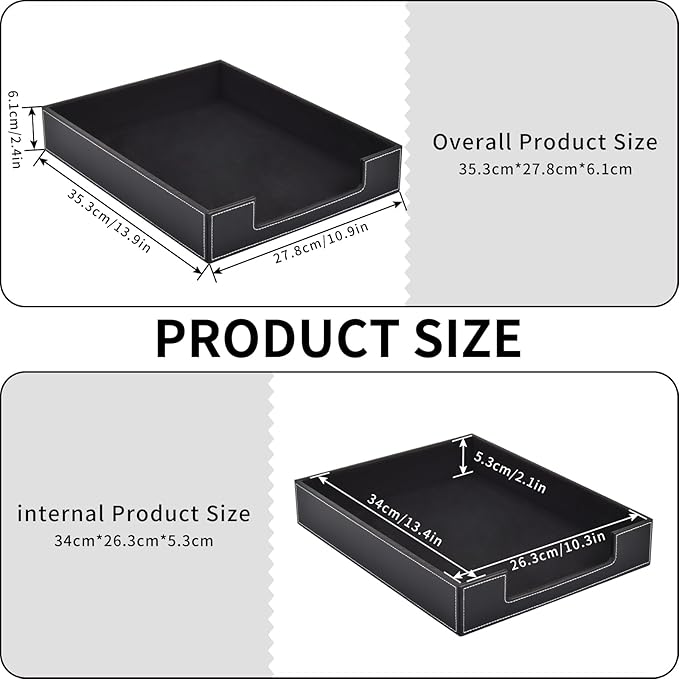 PU Leather Stackable Organizer Drawer,Leather Letter Tray
