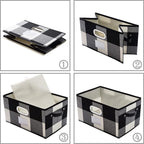 PRANDOM Large Collapsible Storage Baskets for Closet [3-pack] Decorative Fabric Storage Bins Cubes with Leather/Metal Handles