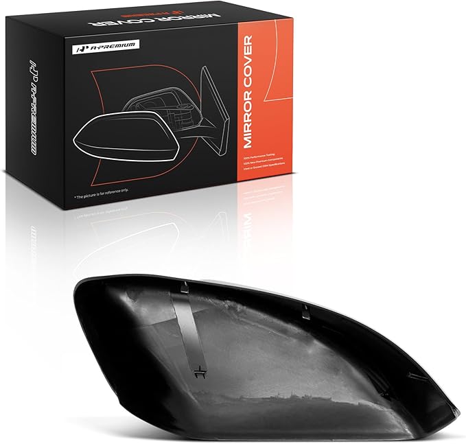 A-Premium Driver Side Rearview Mirror Cover Cap - Compatible with Nissan Altima 2013-2018 - Smooth Black, Without Turn Signal Hole