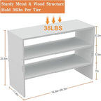 White Shoe Rack Organizer for Closet, 3-Tier Expandable Shoe Shelf, Stackable Iron Wood Combination Shoe Racks Shelves for Cl