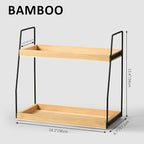 Bamboo Bathroom Counter Organizer, Wooden Bathroom Sink Countertop Organizer, 2 Ties Vanity Counter Top Shelf, Dresser Skinca
