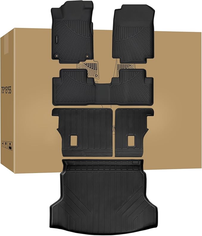 Floor Mats & Trunk Mat & Backrest Mat for 2012-2016 Honda CR-V LX & SE & EX & No subwoofer TPE All Weather Protection with Velcro Rear Seats Backrest(Not Fit CRV Touring & EX-L)
