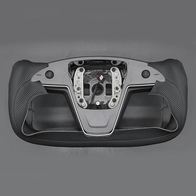 MEWANT Hand Stitched Tesla Model S Yoke Real Leather Steering Wheel Cover Wrap for Tesla Model S 2021-2023 / Model X 2021-2023 Tesla Yoke Steering Wheel Accessories(3D Style)